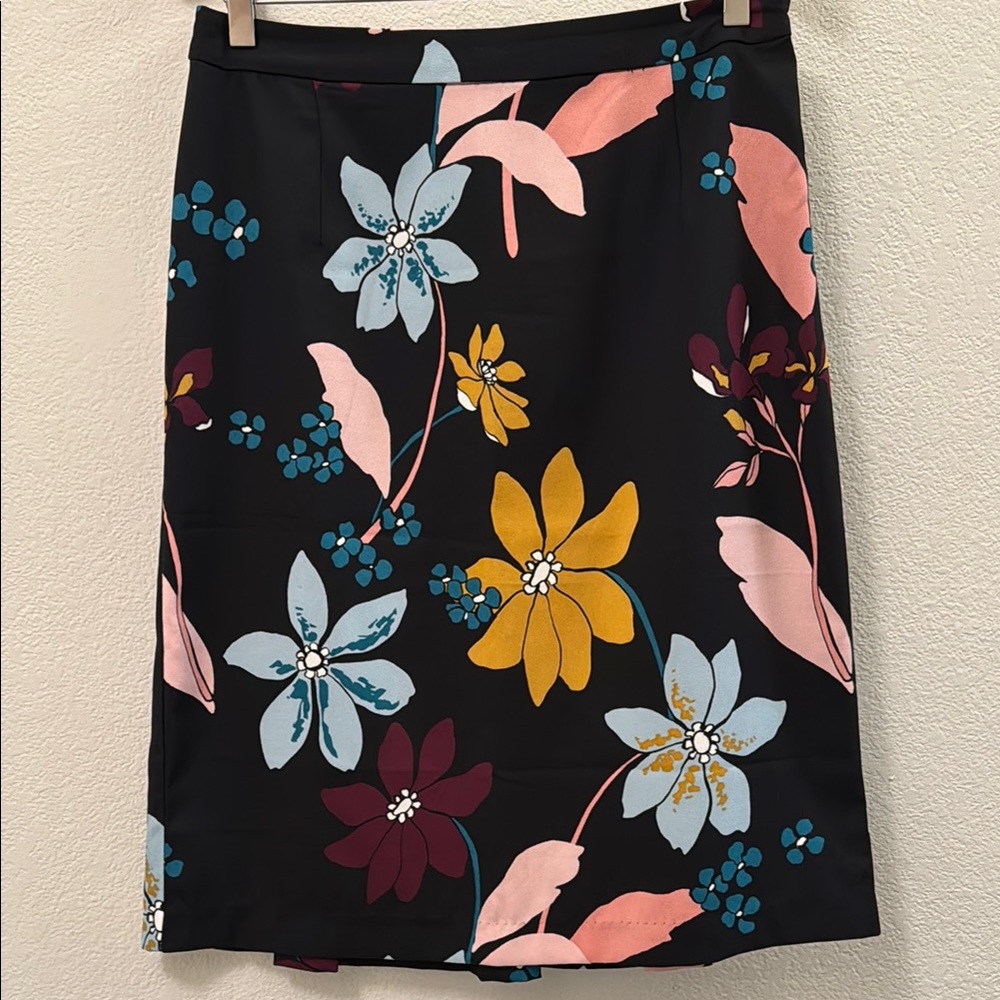Who What Wear Pink and Black Knee-Length Pencil Skirt